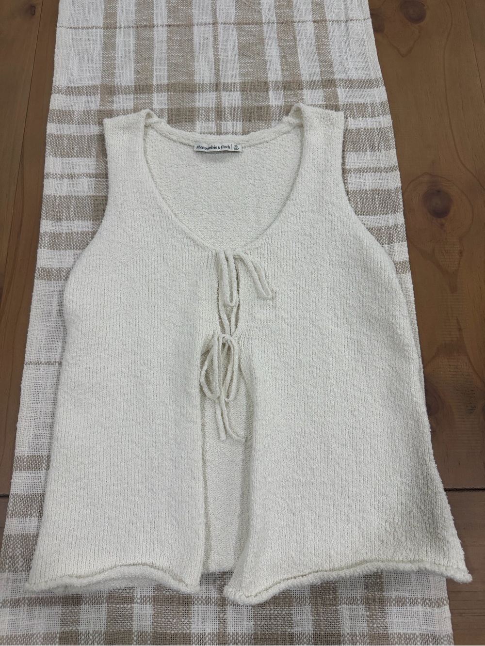 Abercrombie & Fitch Cream Knit Tie-Front Tank